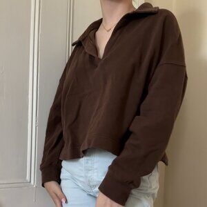 Pull Over Sweater | Collar | Deep V-Neck | Size Large